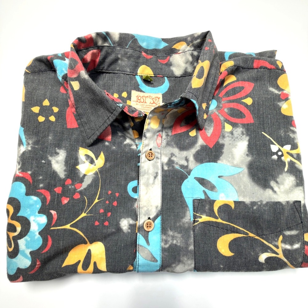 Lost Sea by Lost Enterprises Floral Button Up Shirt Men's Large Hawaiian Shirt